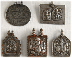 Silver Amulets in Different Geometrical Shapes - Traditional Rajasthani Male Jewellery