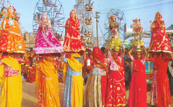 Woman Celebrating Gangaur ( Mewar) Festival in Rajasthan